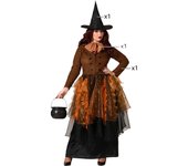 Atosa disfraz bruja marrón vestido con sombrero mujer adulto XXL