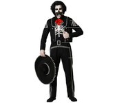 Atosa disfraz esqueleto mejicano negro con chaqueta hombre adulto XL