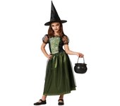 Atosa disfraz bruja verde con sombrero niña infantil 5 a 6 años