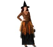 Atosa disfraz bruja marrón vestido con sombrero mujer adulto XS