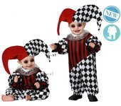 Atosa disfraz arlequín rojo bebé niño con gorro 12 a 24 meses