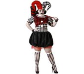 Atosa disfraz arlequín halloween blanco negro con gorro mujer adulto XXL