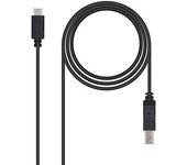 NANOCABLE 10.01.2201 - Cable para Impresora 3A USB 2.0 a USB-C, Ideal para conectar Dispositivos con USB-C a impresoras, hasta 3 Amperios de Carga, Tipo C/M-B/M, Macho-Macho, Negro, 1 MTS