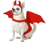 Atosa Disfraz de Demonio Rojo con Alas y Cuernos Halloween para Mascotas Figura Espeluznante y Encantadora Evento Temático Comodidad y Estilo Aterrador