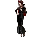 Atosa disfraz vampiresa vestido negro con capa mujer adulto M
