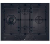 Placa Gas - HAIER HAVG5D4TB, 65 cm, 4 zonas, Negro