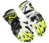 Macna Powertrack 2.0 Guantes de moto - Negro Blanco Amarillo (XL)