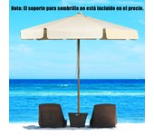 Costway Sombrilla de 3 m de Madera Parasol con Altura y Ángulo Ajustables Elevación de Polea de Cuerda para Playa Jardín Piscina Terraza Beige