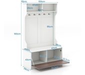 Costway Perchero Entrada Recibidor con Zapatero, Armario de Entrada con Banco 2 Compartimientos Abiertos 100 x 40 x 160 cm Blanco