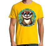 Camiseta Hombre Manga Corta nutria fresca con gafas de sol retro sp laTostadora