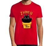 Camiseta Hombre Manga Corta Cat love - I love you THIS MUCH - sassy laTostadora