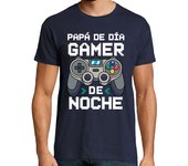 Camiseta Hombre Manga Corta Papá De Día Gamer De Noche Videojuegos Día Del Padre laTostadora