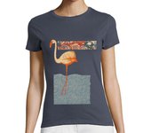 Camiseta Mujer Manga Corta Camiseta Chica Pink Flamingo Vintage laTostadora