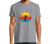 Camiseta Hombre Manga Corta Puesta De Sol Pescador Deporte Pesca Deportiva Naturaleza laTostadora