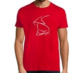 Camiseta Hombre Manga Corta Silueta Casco Bombero F1 Roja laTostadora