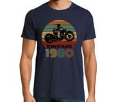 Camiseta Hombre Manga Corta motocicleta vintage 1980 laTostadora