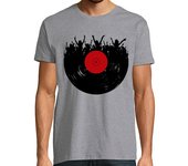 Camiseta Hombre Manga Corta disco de vinilo fiesta música retro laTostadora
