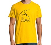 Camiseta Hombre Manga Corta Silueta Casco Bombero F1 Amarilla laTostadora