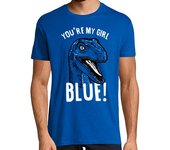 Camiseta Hombre Manga Corta azul mundo jurásico laTostadora