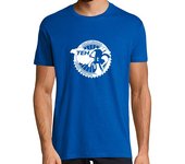 Camiseta Hombre Manga Corta Hombre, estilo retro, azul royal y blanca laTostadora