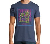 Camiseta Hombre Manga Corta Camiseta Retro 80s 90s Tropical Beach Vintage laTostadora