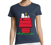 Camiseta Mujer Manga Corta Casita de Snoopy y Woodstock laTostadora