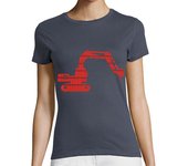 Camiseta Mujer Manga Corta Retro Excavadora Roja / Maquinaria laTostadora