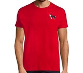 Camiseta Hombre Manga Corta Border collie minimalita, Hombre, estilo retro, roja y blanca laTostadora
