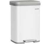 SONGMICS Cubo de basura de 50 l de 40,4 x 38 x 58,5 cm de color blanco y gris