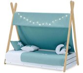 Alondra Cama cabaña montessori madera 70x140 cm con colchón y textil mare