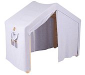 MeowBaby Casa grande con escalera plegable para niños natural, carpa gris-azul