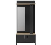 Diagone Mueble de entrada con 2 puertas roble sonoma y decoración negra 81 x