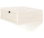 Hannun Mesita de noche flotante de madera maciza de color blanco envejecido