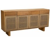 Wanderlust deco Aparador de madera y cuerda trenzada de 4 puertas y 4 cajones marron
