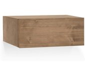 Decowood Mesita de noche de madera maciza flotante en tono envejecido 40x15cm