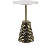 GEESE HOME Mesa auxiliar con base de metal oro antique y sobre de mármol blanco
