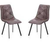duehome Pack 2 sillas de comedor diamond tejido tapizado, marrón, 45 x 87 x 45