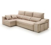 Velare Sofá chaise longue cama con arcón y puff izquierda beige 264x145x105