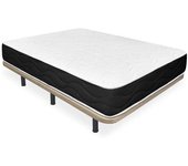 Duérmerte Online Base tapizada flora beige + colchón viscoblack viscoelástico 135x190cm