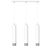 Wonderlamp Regleta colgante elegante con 3 luces cilíndricas blancas y en cromo