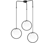 Wonderlamp Lámpara techo techo 3 luces negro forma de aro con esfera de cristal