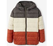 VERTBAUDET Chaqueta acolchada ligera reversible con relleno de poliéster reciclado, para niño gris oscuro a rayas