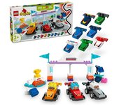 Lego Duplo Coches de Carreras y Pilotos del Equipo de F1, Juguete con Semáforo y Trofeo 2+ Años