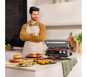 Parrilla eléctrica Cecotec Rock″n″Grill Bistro 2400W Smokeless, Placas RockStone, Sonda, LED Táctil