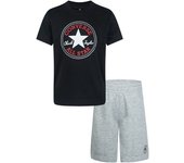Conjunto converse core tee & ft short dk grey/black niño