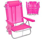 LOLAhome Silla playa mochila de 4 posiciones de aluminio rosa fucsia