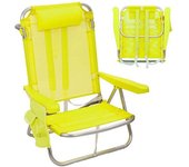 LOLAhome Silla playa mochila de 4 posiciones de aluminio verde limo