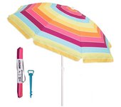 LOLAhome Sombrilla playa y soporte 220 cm fibra de vidrio