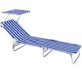 LOLAhome Tumbona playa con parasol azul