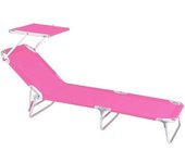 LOLAhome Tumbona playa de aluminio 3 posiciones rosa
